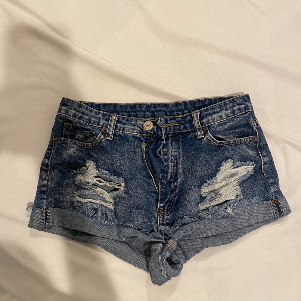 High rise denim shorts